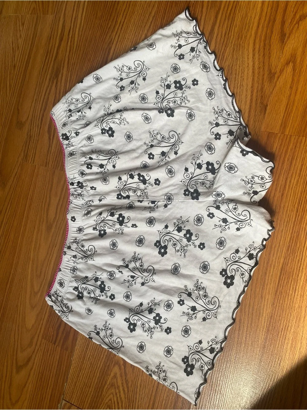Women’s Floral White and Black Lounge Shorts